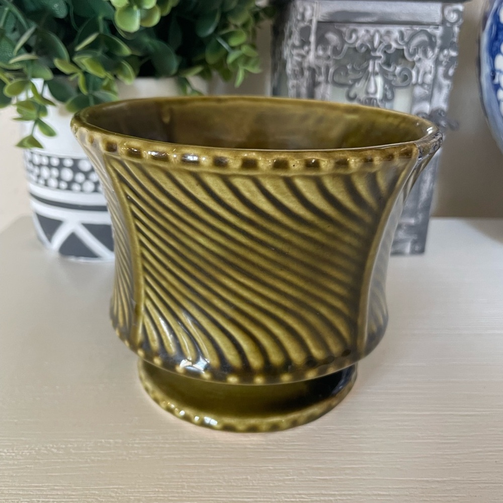 Vintage Floraline McCoy USA Pottery #410 Green Art Deco Style 2033